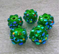 Korálky - Plast rondelka 10x8mm (zelená AB-1ks) - 2246983