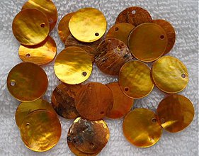 Korálky - Placička perleť 15mm-1ks (žltá) - 2322712