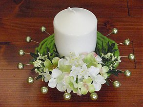 Svietidlá a sviečky - Zeleno biela sviečka - 2336428