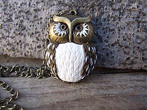Náhrdelníky - B052 náhrdelník Owl biela - 2339103