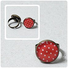 Prstene - Bielo - červený bodkovaný Prstienok - 2400680