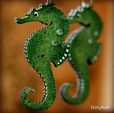 Náušnice - morský koník zelený - 2466660