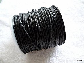 Galantéria - Bavlnená voskovaná šnúrka 1mm-1m (čierna) - 2555735
