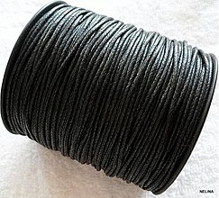 Galantéria - Bavlnená voskovaná šnúrka 1,5mm-1m (čierna) - 2555747