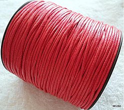 Galantéria - Bavlnená voskovaná šnúrka 1,5mm-1m (červená) - 2555758