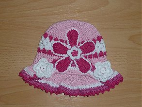 Detské čiapky - ruzovo biely klobucik - 2636915