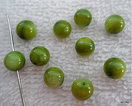 Korálky - Perleť.gulička 7mm-1ks (zelená) - 2676512