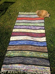 Úžitkový textil - Koberec pásikavý farebný 160x74cm - 2696221