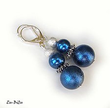 Náušnice - Modré perličky - 2723269