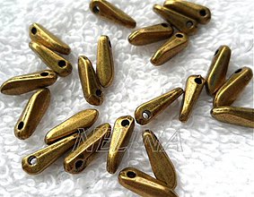 Korálky - Kov.jazýčky 3x10mm-1ks (st.mosadz) - 2740392
