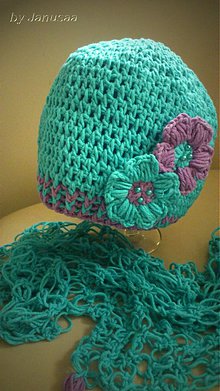 Detské čiapky - Háčkovaná čiapka s kvetinkami - 2758671