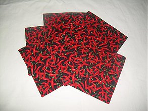 Úžitkový textil - Podšálkovníky červeno-čierne "chilli" - 2770273