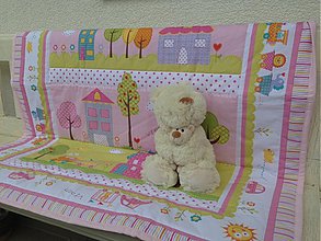 Detský textil - Ružová panelová deka pre bábätko - 2773697