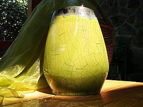 Dekorácie - Váza zelená oválna "zelená tráva III " - 2775704