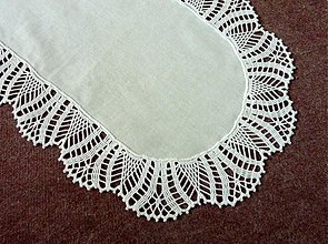 Úžitkový textil - Obrúsok s krajkou, oválny, biely - 2778446