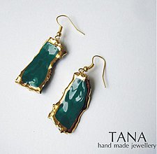 Náušnice - Tana šperky - keramika/zlato, smaragdové - 2780450