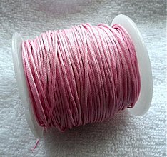 Galantéria - Bavlnená voskovaná šnúrka 1mm-1m (ružová) - 2795183