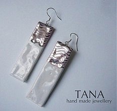 Náušnice - Tana šperky - keramika/platina, nebeské vlny - 2813102