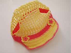 Detské čiapky - Žltá háčkovaná šiltovka - 2867479