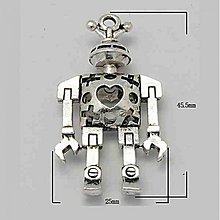 Komponenty - Robot srdce 3D/ starostriebro/ 46x25mm/ 1ks - 2894753