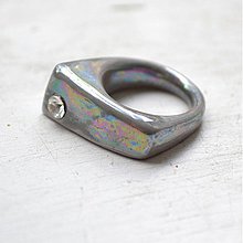 Prstene - Prsteň sivý / RING RING perleťový vzhled - 2978236