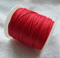 Galantéria - Bavlnená voskovaná šnúrka 0,8mm-1m (červená) - 3003760
