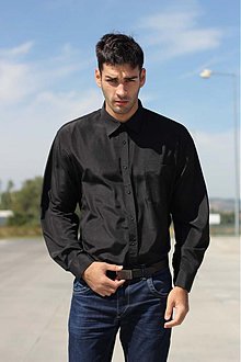 Pánske oblečenie - Čierna pánska košeľa - 3019317