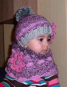 Detské čiapky - Melirovana baretka s nakrcnikom - 3250270