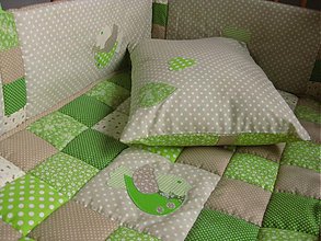 Detský textil - béžovo-zelená postieľka - 3298148