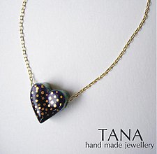 Náhrdelníky - Tana šperky - keramika/zlato, obojstranné srdiečko - 3305412