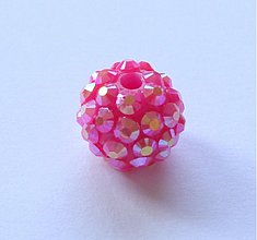 Korálky - shamballa - silno-ružové dúhové 14 mm/ 1 ks - 3305728