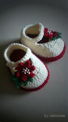 Detské topánky - Háčkované capačky Vianočné - 3313834