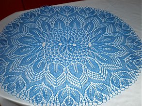 Úžitkový textil - NÁDHERNÝ modrý pletený obrus - 3361924