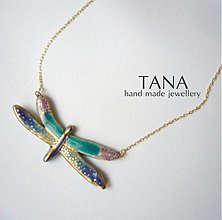 Náhrdelníky - Tana šperky - keramika/zlato, Vážka - 3405500