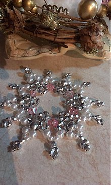 Dekorácie - Hviezdy vianočné kovové strieborno - ružové - 3462884