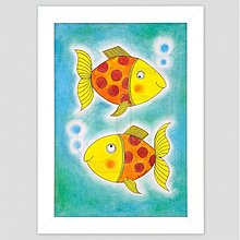 Obrazy - Znamenie zverokruhu Ryby maľovaný obrázok A4 - 3474932