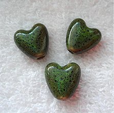 Korálky - CERAMIC srdce 15x15mm-1ks (zelená) - 3479477