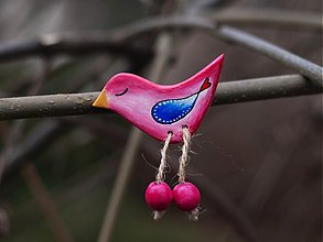 Brošne - Vtáčik ružový. - 3495159