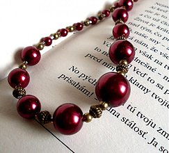 Náhrdelníky - Bordový perlový náhrdelník - 3504960