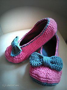 Ponožky, pančuchy, obuv - Háčkované balerínky pre dospelých - 3506480