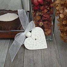 Darčeky pre svadobčanov - Srdiečko biele zdobené - 3563014