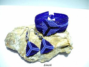 Náramky - Náramek - trojúhelníky modré - 3572074