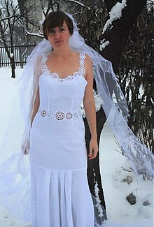 Šaty - Svadobné ľanové šaty - 3609530