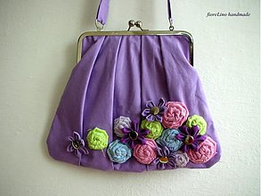 Kabelky - fialová kabelka s kvetmi - 3670005