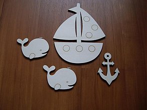 Tabuľky - Detské dekorácie - loďka, kotva, rybky - 3677957