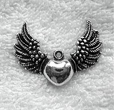 Komponenty - Prívesok-srdce s krídlami (st.strieb) - 3711182