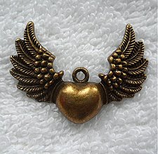 Komponenty - Prívesok-srdce s krídlami (bronz) - 3711201