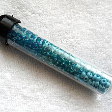 Korálky - Rokajl 4mm MIX v tube-30g (6-modrá/tyrkys) - 3721187