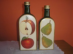 Nádoby - fľaše s motívom jabĺčok a hrušiek - 3735573