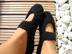 Ponožky, pančuchy, obuv - Balerínky v čiernej... - 610073